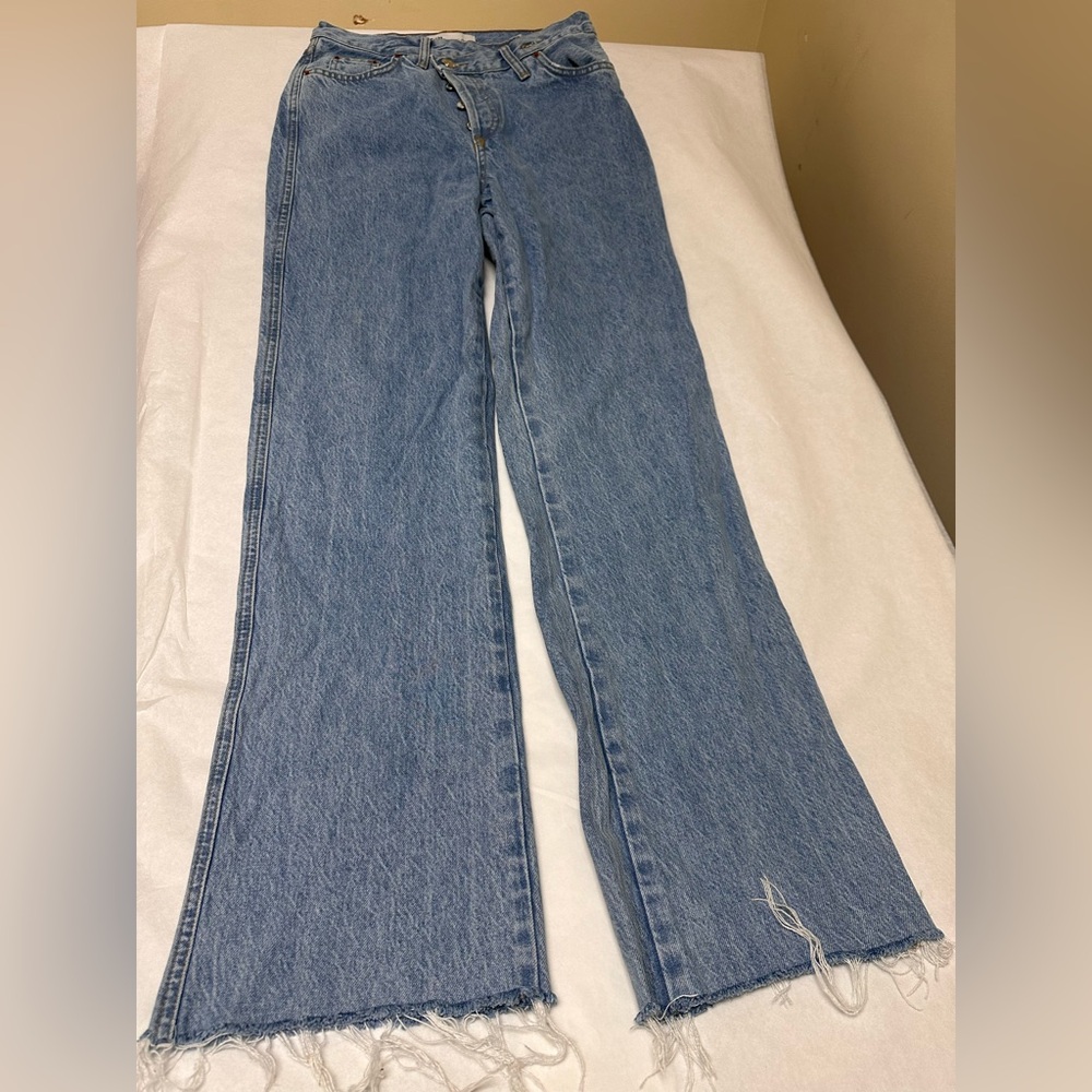 Zara The Crossed Button Blue Jeans🪻